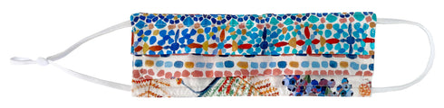 Mascherina Reversibile in Voile di Cotone/Seta "Flora e Fauna/Tegola".